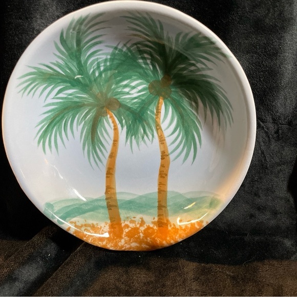 Banana Patch Studio Kauai Hawaii Art Pottery Bowl With Pour Spout  Palm Trees - Picture 3 of 13
